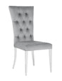 Kerwin side chair set of 2 grey velvet tufted curved back with chrome legs side view