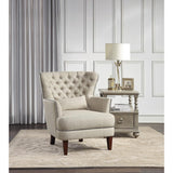 Marriana traditional style beige fabric accent chair wood legs