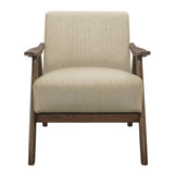 Front view of Damala Light Brown Fabric Upholstered Accent Chair