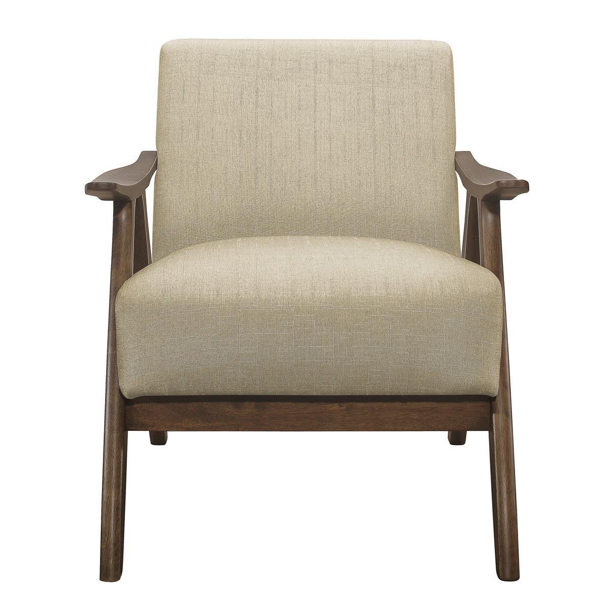 Front view of Damala Light Brown Fabric Upholstered Accent Chair