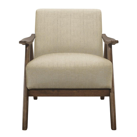 Front view of Damala Light Brown Fabric Upholstered Accent Chair