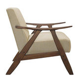 Side profile of Damala Light Brown Fabric Upholstered Accent Chair