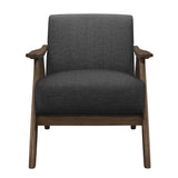 Front view of Damala Dark Gray Fabric Upholstered Accent Chair with padded seat and back