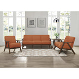 Damala Orange Fabric Accent Chair group view with visible walnut wood frame