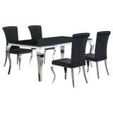room view showing Carone Black 81-inch rectangular glass dining set in modern dining room
