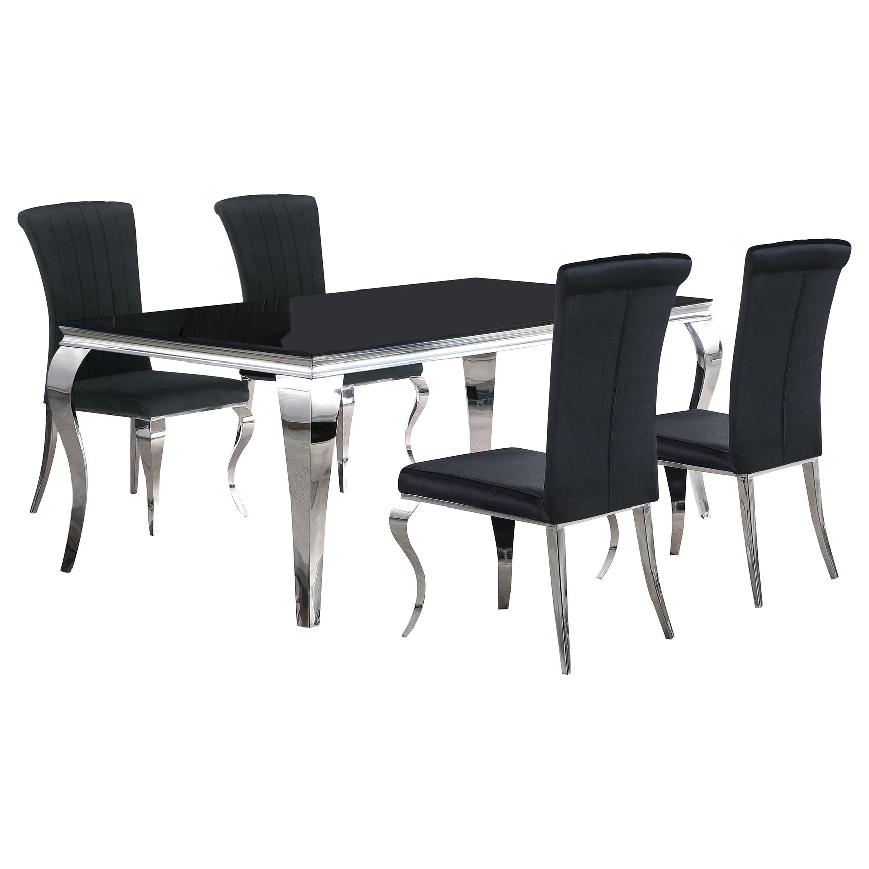 room view showing Carone Black 81-inch rectangular glass dining set in modern dining room