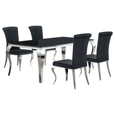 room view showing Carone Black 81-inch rectangular glass dining set in modern dining room