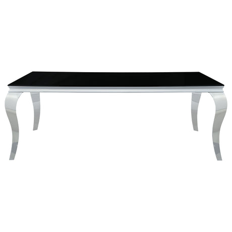 alternative angle of Carone Black glass dining table with matching chairs