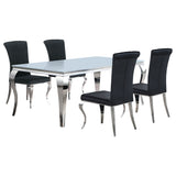 Room view of Carone white and black dining set in modern dining room