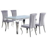 room view showing Carone White Gray II dining set in styled dining room