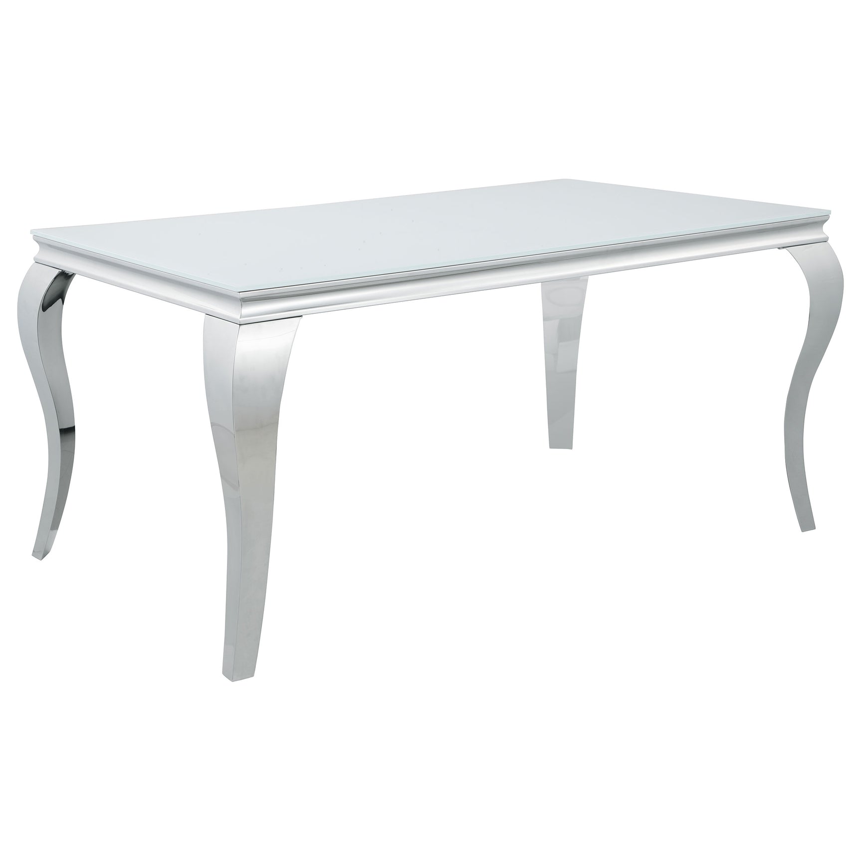 close detail of Carone White Gray II glass tabletop and chair frame