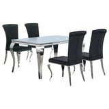 room view showing Carone White Black II dining set with 4 chairs