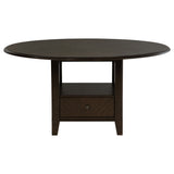 close-up detail of Twyla Dark Cocoa wood table surface