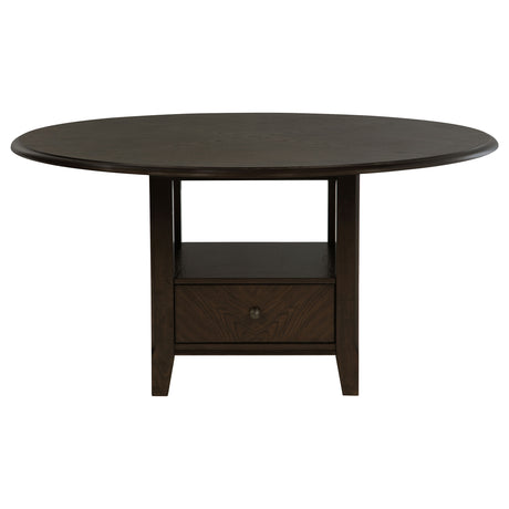 close-up detail of Twyla Dark Cocoa wood table surface
