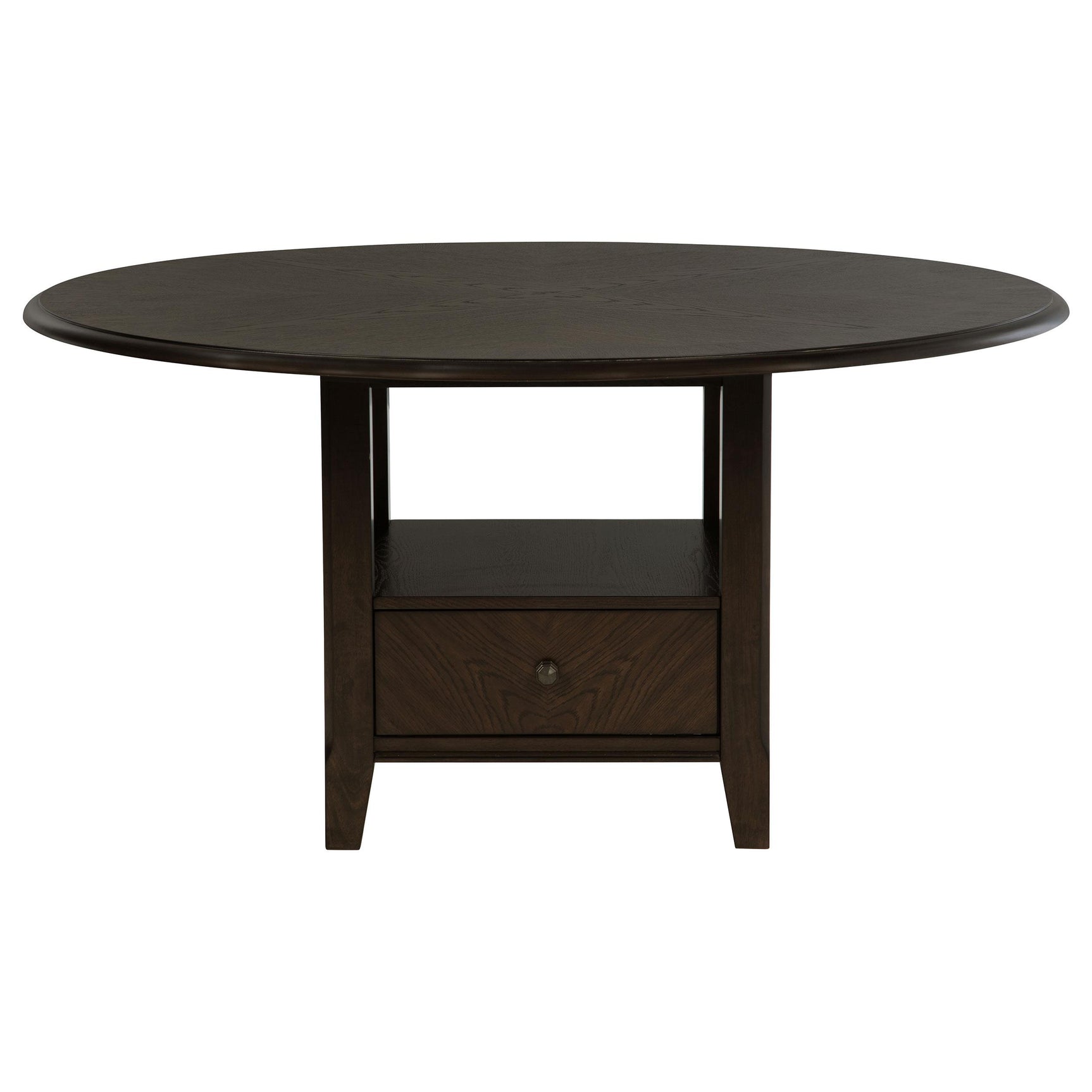 Close-up of drawer with metal knob on Twyla dining table