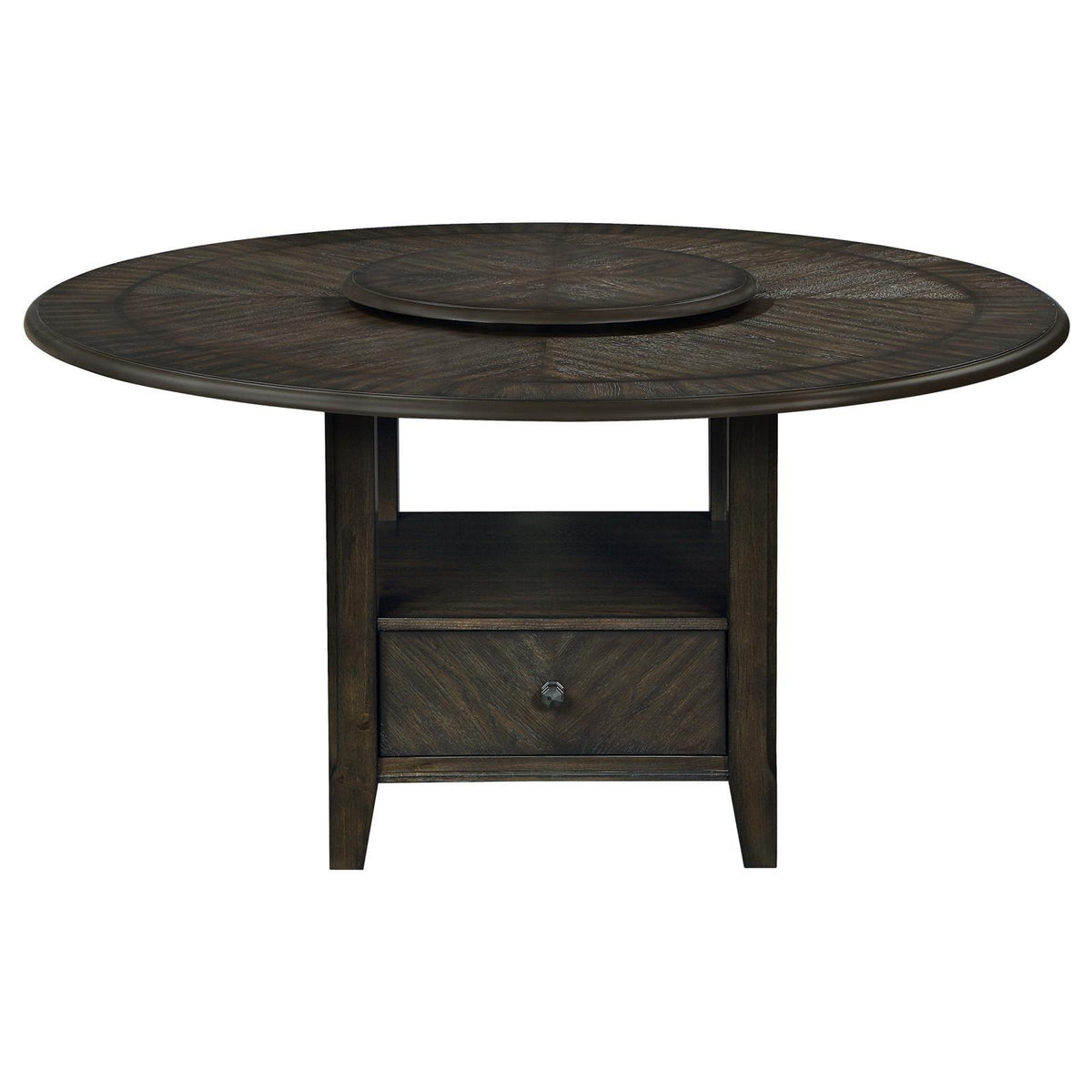 Dining room view of Twyla Dark Cocoa Circular Dining Set