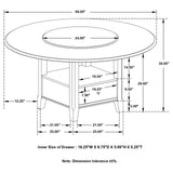 Room perspective of dining set with chairs