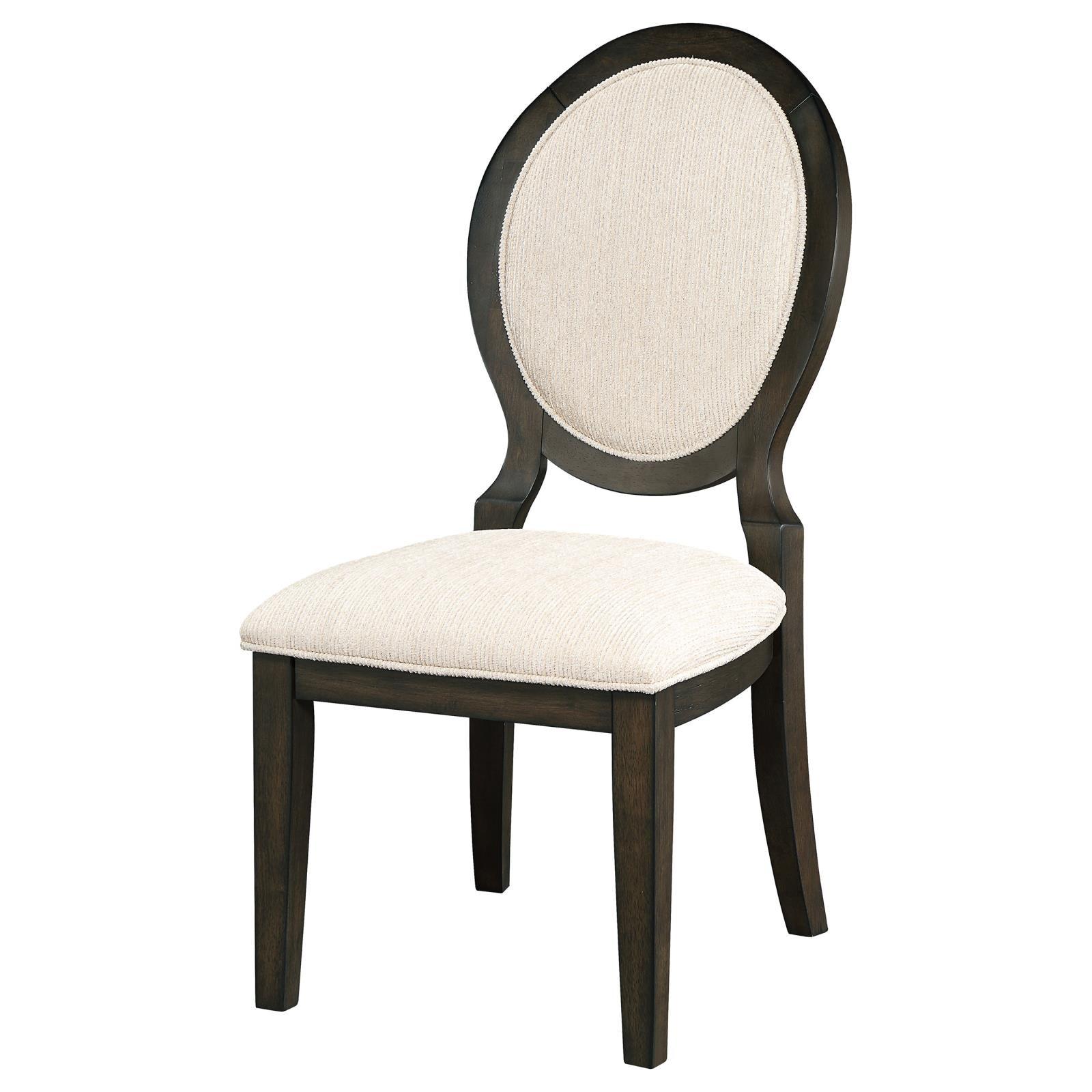 Side view of Twyla Dining Chair showing curved oval back and tapered legs