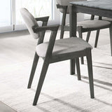 Stevie Upholstered Side Chairs set of 2 with demi arm in brown grey fabric and black wood frame