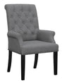 Alana Upholstered Tufted Arm Chair front view showing tufted back and rolled arms