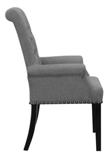 Close-up of tufted back with nailhead detail on Alana Arm Chair