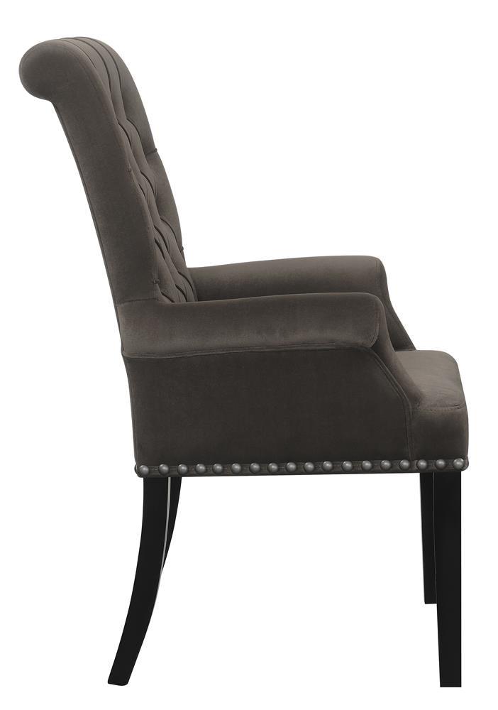 Close-up of the nailhead trim detailing on Alana Arm Chair