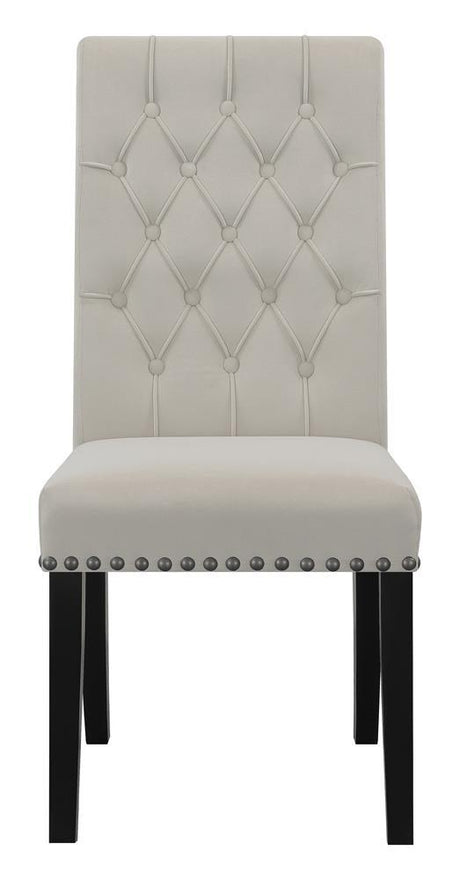 Alana Upholstered Tufted Side Chairs with Nailhead Trim - Side profile