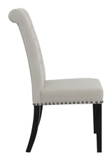 Alana Upholstered Tufted Side Chairs with Nailhead Trim - Close up on tufted back