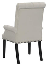Alana Arm Chair showing rustic espresso tapered legs