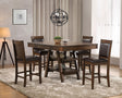 Dewey 5-piece rectangular counter height dining table with four brown leatherette chairs