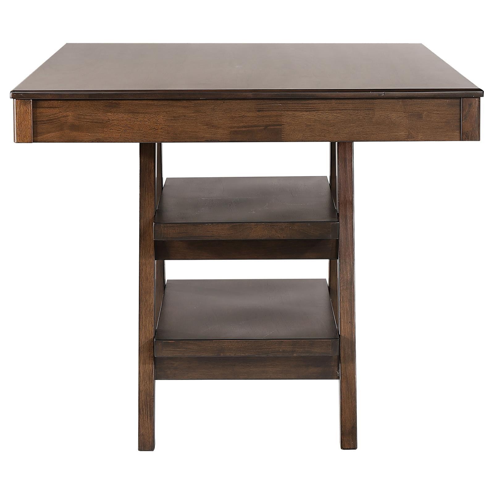 Dewey Walnut Counter Height Table side view showing drawers
