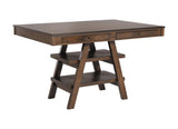 Dewey Table open shelves and A-frame pedestal base