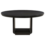 Leandro round dining table showing pedestal base and edge
