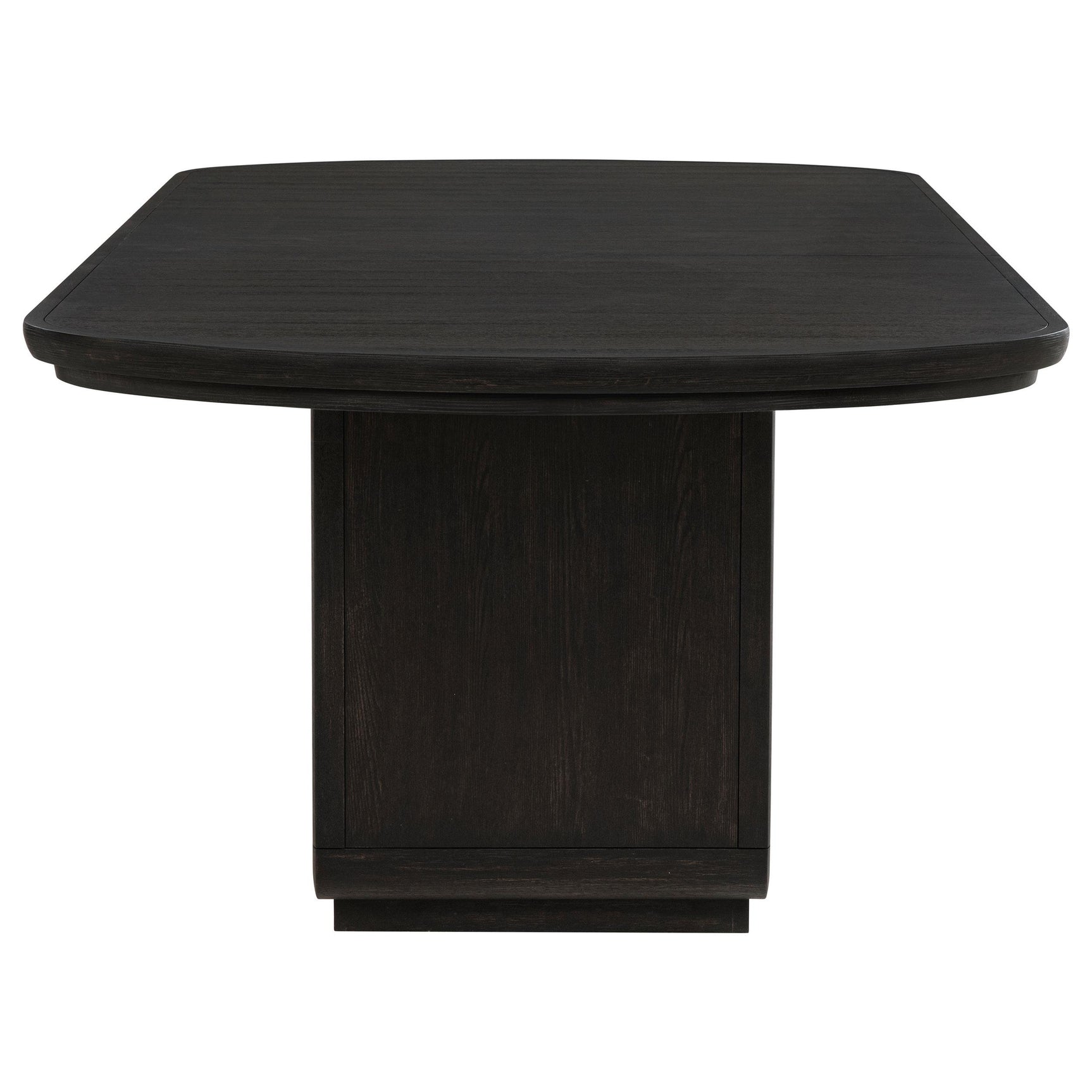 Dining table edge detail with soft rounded design