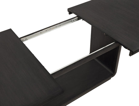 Side profile of Leandro dining table with pedestal