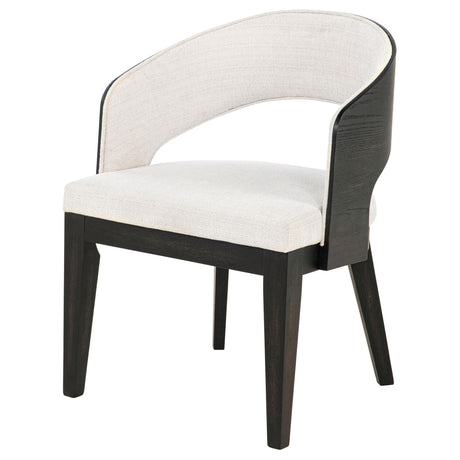 Leandro chair open barrel design with cream fabric