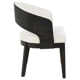 Leandro chair angled view highlighting curved arms