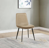 Ortega chair close-up on angled black metal legs