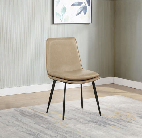 Ortega chair close-up on angled black metal legs