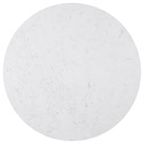 main view of Sherry Brown round marble top dining room set with side chairs