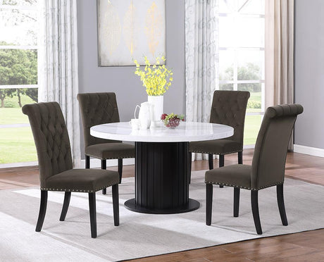 Main view of Suzanne black and white circular dining room set