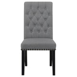 Sherry Gray Round Marble Top Dining Set detailed chair close-up