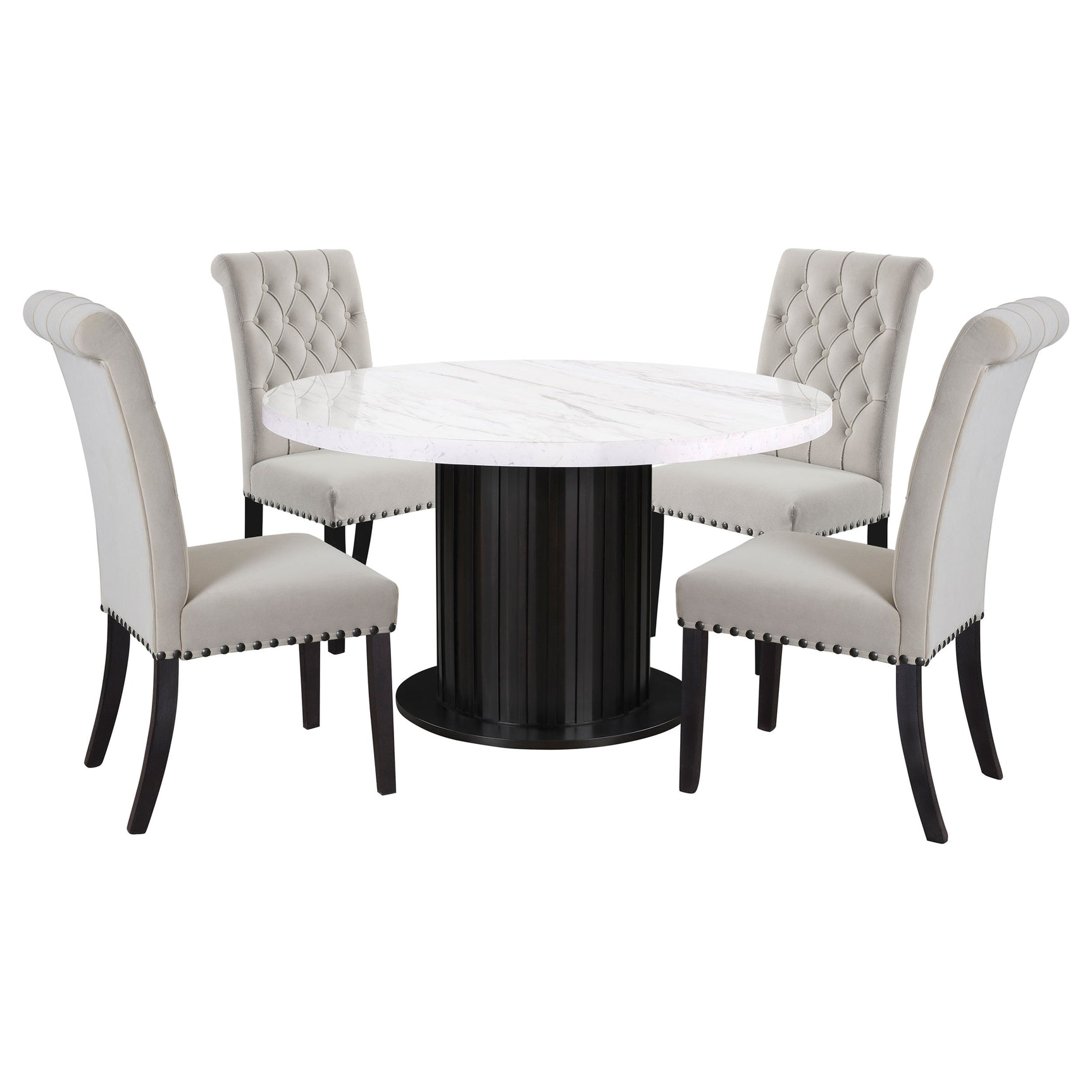 room view of Sherry Sand Round Marble Top Dining Room Set dining room furniture