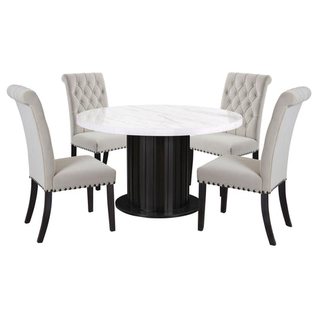 room view of Sherry Sand Round Marble Top Dining Room Set dining room furniture