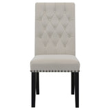 Detail shot of Suzanne chair and table finish
