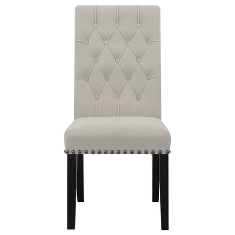 Detail shot of Suzanne chair and table finish