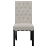 detail view of Sherry Sand Round Marble Top Dining Room Set dining room furniture