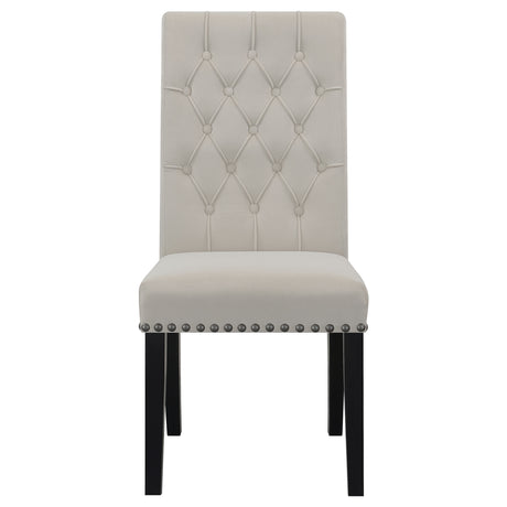 detail view of Sherry Sand Round Marble Top Dining Room Set dining room furniture