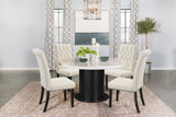 Dining room perspective with Suzanne circular table and chairs