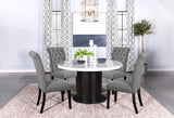 Close-up detail of Suzanne dining set black and white finish